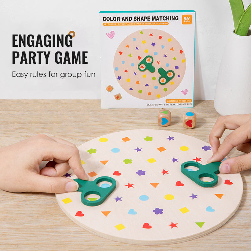 Wooden Shape Matching Toy Set – Cognitive Development Educational Puzzle for Kids 3+, Shape & Color Recognition Board Game, Parent-Child Interactive Play, Safe Burr-Free Wood, Party & Learning Activity for Toddlers