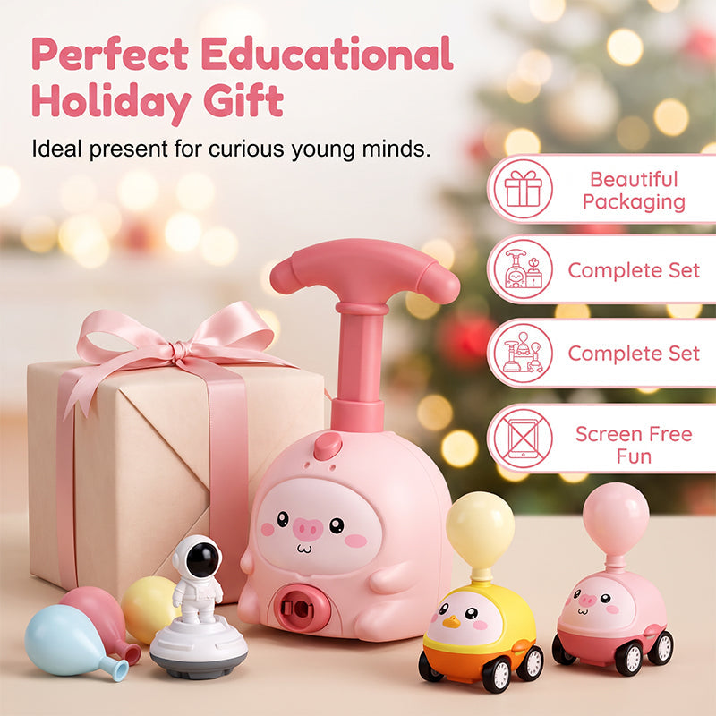 Balloon-Powered Launcher Car Toy Set for Kids-ress-Propulsion Aerodynamic Racing & Flying Toy for Kids 3+, No Batteries Needed, STEM Learning Through Play