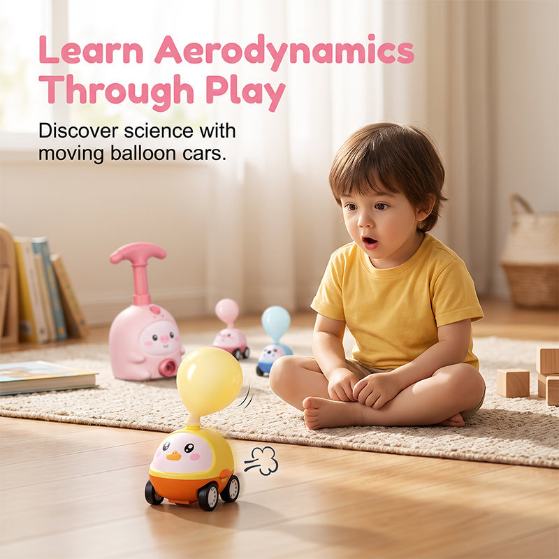Balloon-Powered Launcher Car Toy Set for Kids-ress-Propulsion Aerodynamic Racing & Flying Toy for Kids 3+, No Batteries Needed, STEM Learning Through Play
