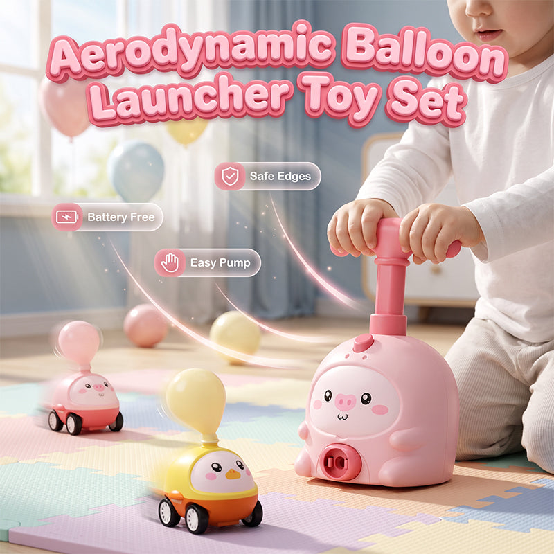 Balloon-Powered Launcher Car Toy Set for Kids-ress-Propulsion Aerodynamic Racing & Flying Toy for Kids 3+, No Batteries Needed, STEM Learning Through Play