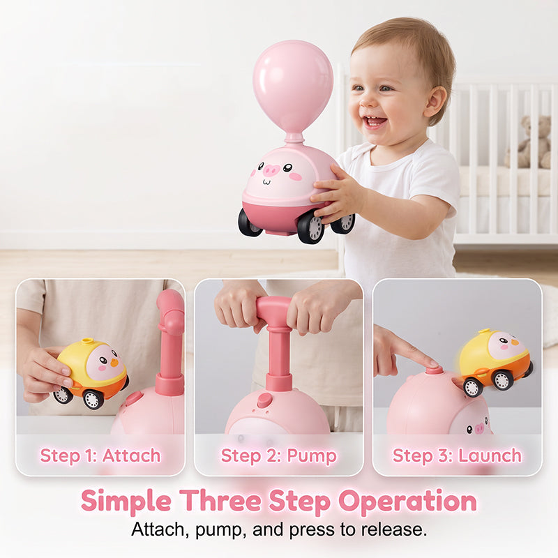 Balloon-Powered Launcher Car Toy Set for Kids-ress-Propulsion Aerodynamic Racing & Flying Toy for Kids 3+, No Batteries Needed, STEM Learning Through Play