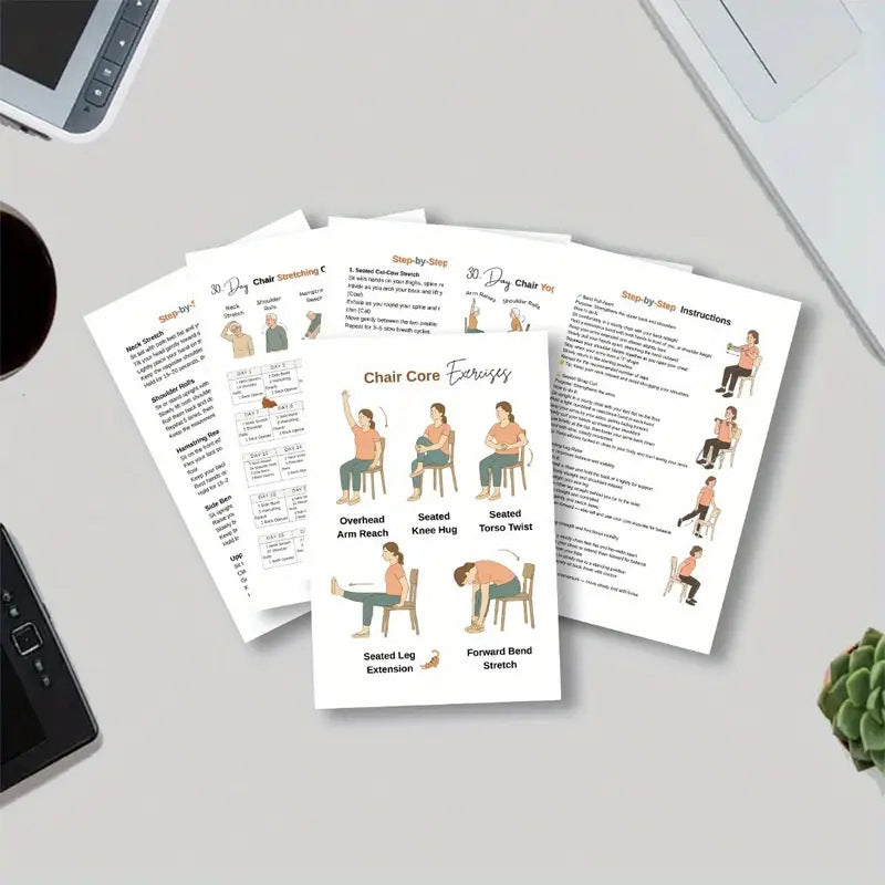 Chair Yoga Spiral Notebook for Weight Loss-30-Day Low-Impact Exercise Plan for Seniors & Beginners, Joint-Friendly Stretches & Strength Poses, Step-by-Step Illustrations