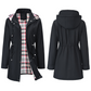 Women‘s Waterproof Trench Coat – Long Hooded Raincoat with Detachable Hood, Adjustable Waist & Multiple Pockets