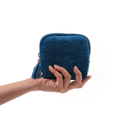 Mini Travel Jewelry Bag with Zipper - Soft Lined Travel Storage Bag with Multi-Compartment for Necklaces, Rings & Earrings, Tangle-Free & Scratch-Free, Compact Portable, Tassel Zipper Closure