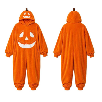 🎃Happy Halloween👻-Pumpkin Onesie – Cozy Plush Halloween Costume Jumpsuit for Adults