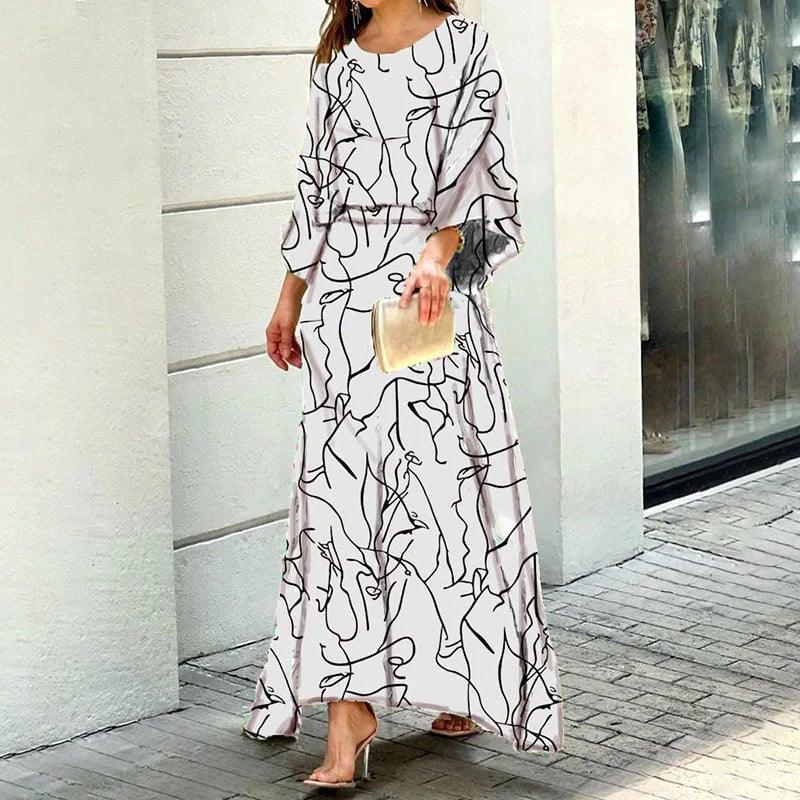 Swirl Slit Sleeve Maxi Dress Set - dressowy