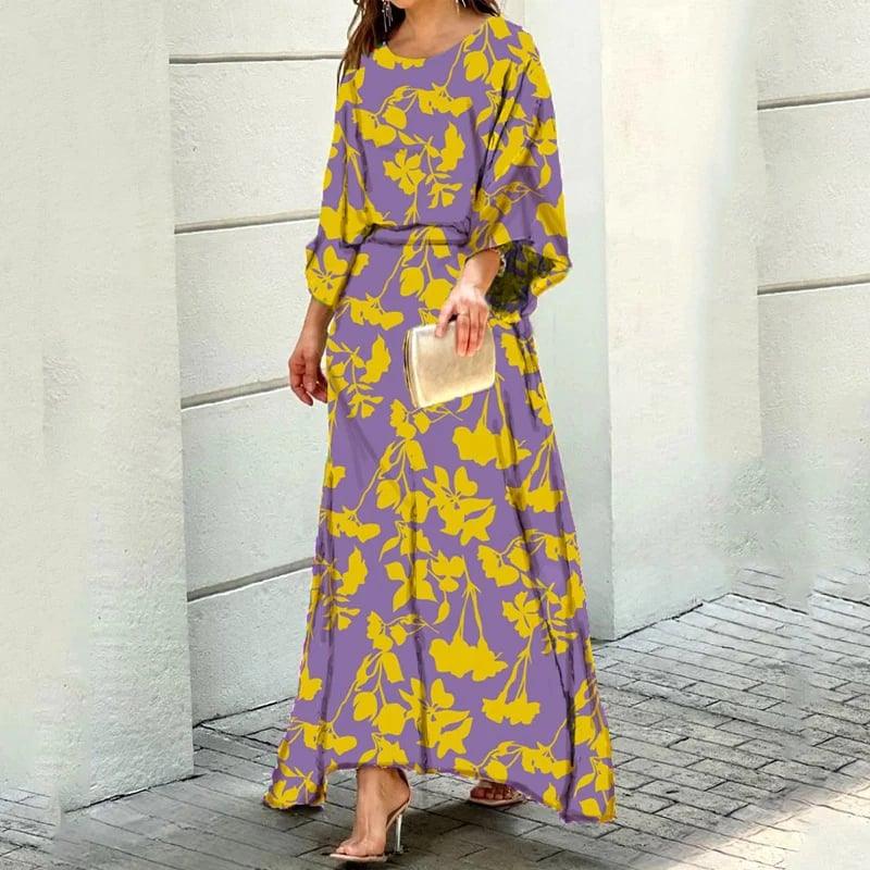 Swirl Slit Sleeve Maxi Dress Set - dressowy