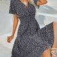 V-neck short-sleeved floral dress - dressowy