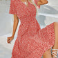 V-neck short-sleeved floral dress - dressowy