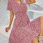 V-neck short-sleeved floral dress - dressowy