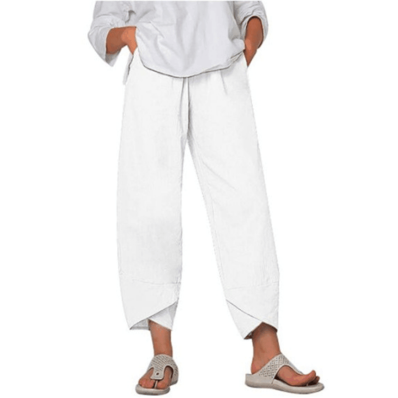 Vintage Asymmetrical Elastic Waist Pockets Pants - dressowy
