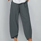 Vintage Asymmetrical Elastic Waist Pockets Pants - dressowy