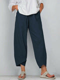 Vintage Asymmetrical Elastic Waist Pockets Pants - dressowy