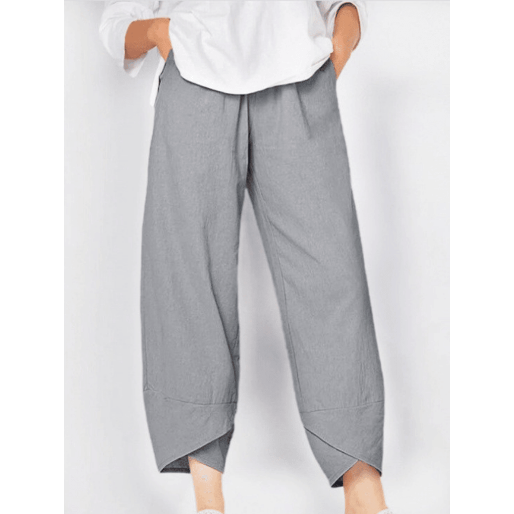 Vintage Asymmetrical Elastic Waist Pockets Pants - dressowy