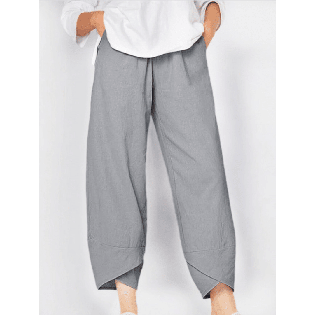 Vintage Asymmetrical Elastic Waist Pockets Pants - dressowy