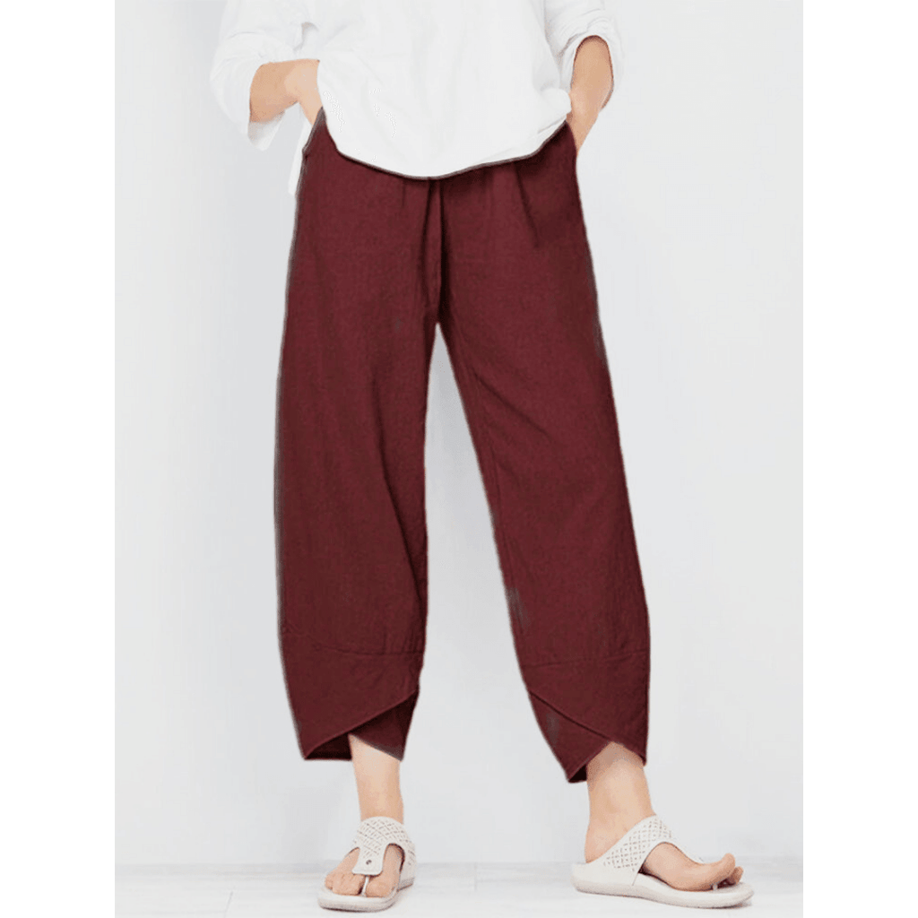 Vintage Asymmetrical Elastic Waist Pockets Pants - dressowy