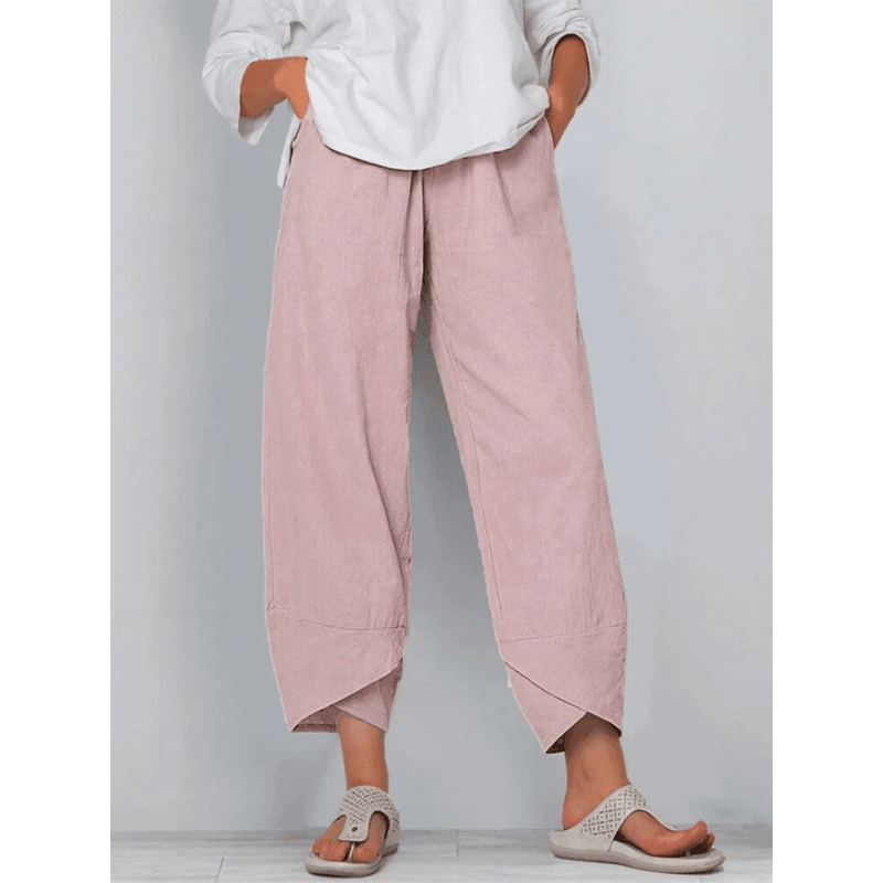 Vintage Asymmetrical Elastic Waist Pockets Pants - dressowy