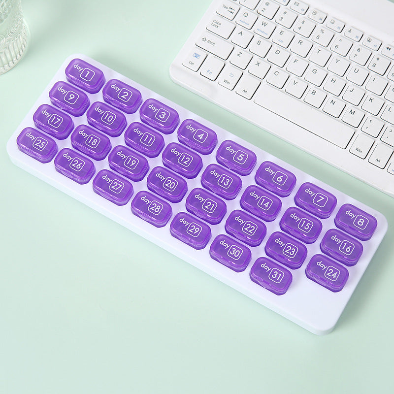 💊Monthly Pill Organizer with Lid - Arthritis-Friendly Easy-Open Lids 31 Removable Daily Pill Pods Date Reminder & Travel Case for Vitamins & Medications